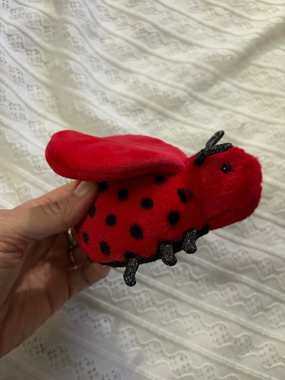 Jellycat Loulou Love Bug Plush Ladybug Red Black Heart Wings L6LBUG